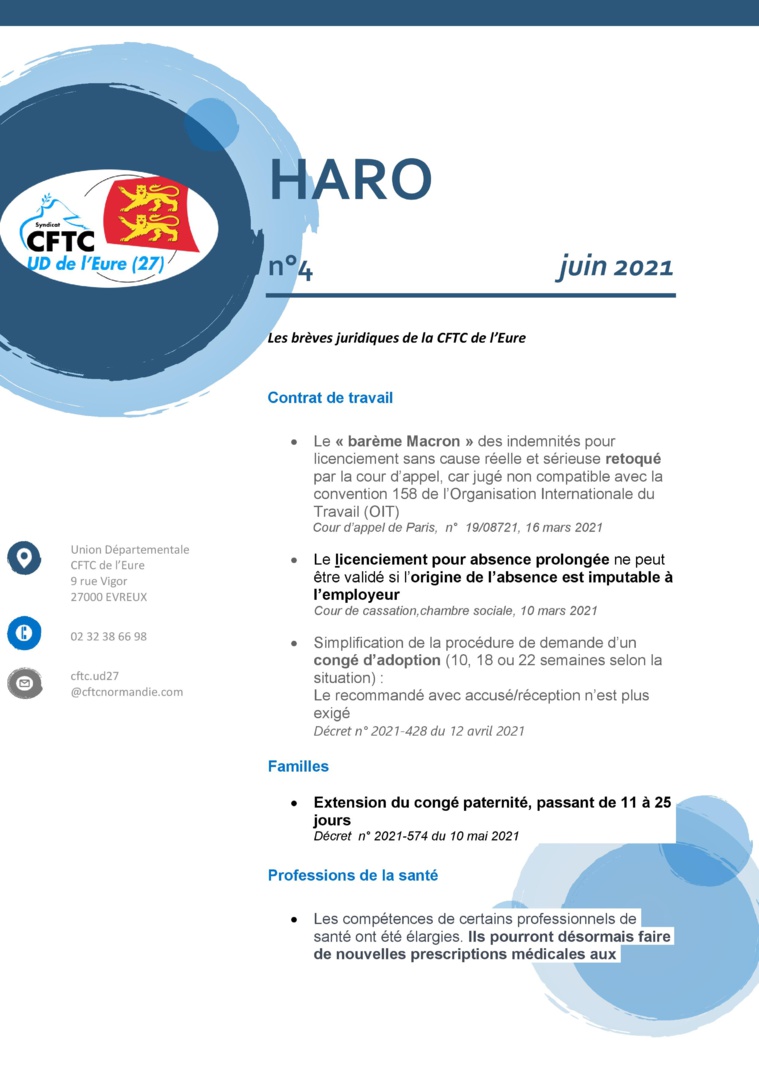 HARO n°4, le bulletin juridique de la CFTC27