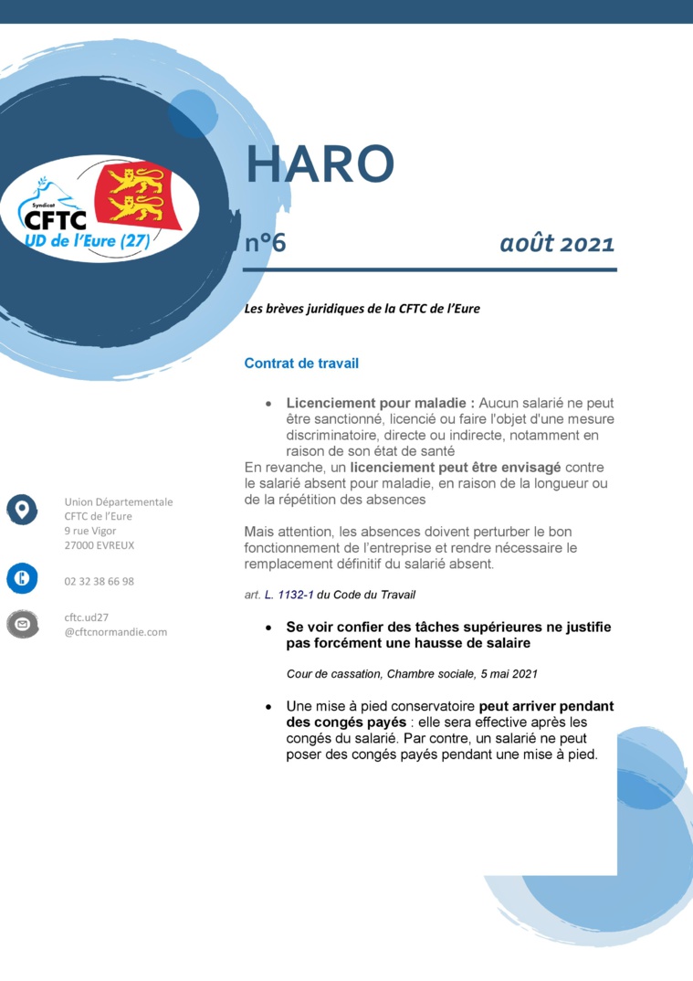 HARO n°6, le bulletin juridique de la CFTC27