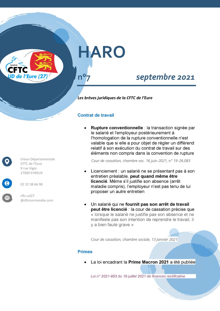 HARO n°7, le bulletin juridique de la CFTC27