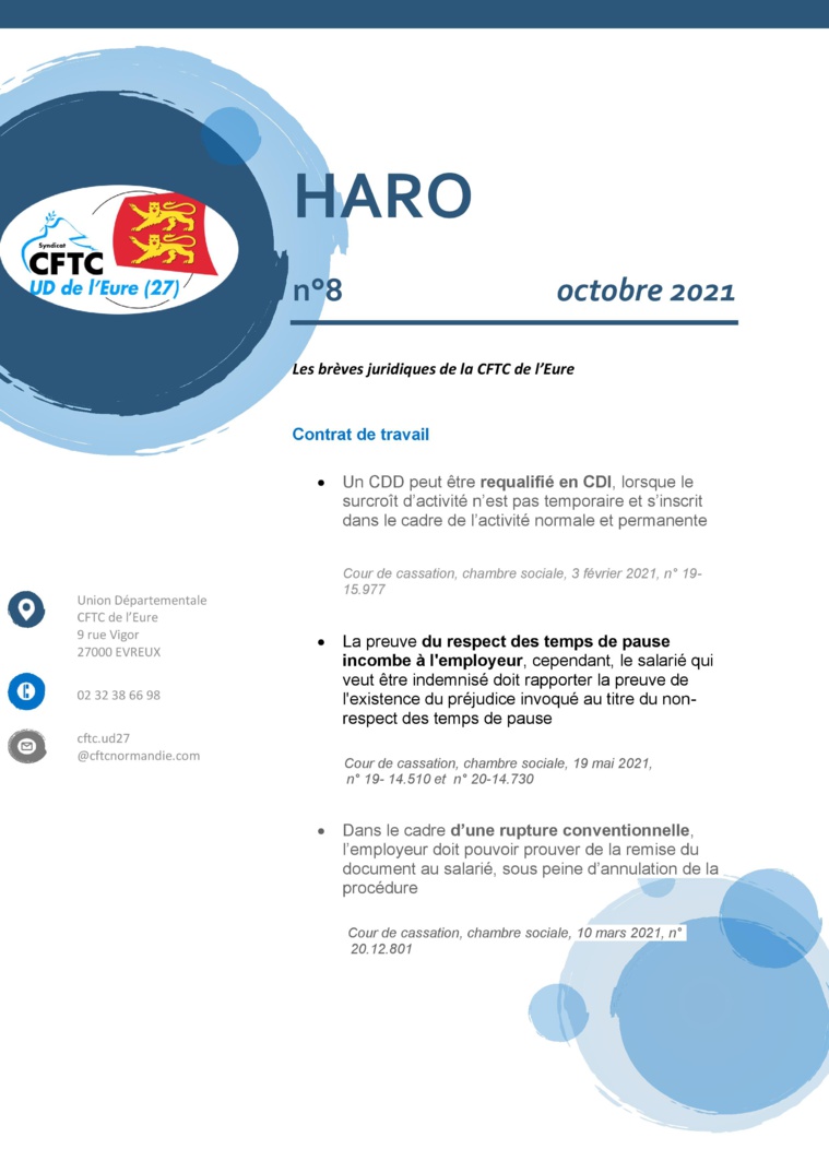 HARO n°8, le bulletin juridique de la CFTC27