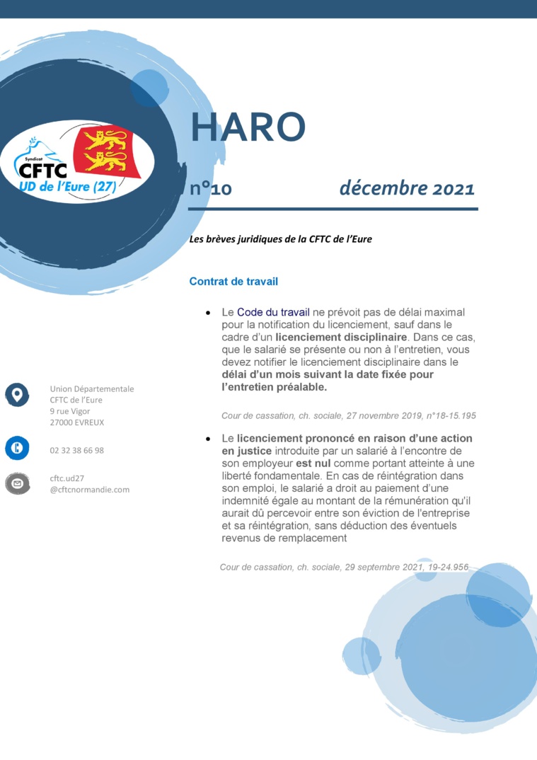 HARO n°10, le bulletin juridique de la CFTC27