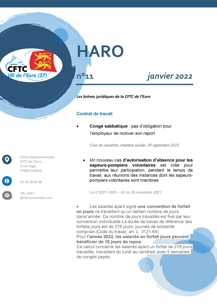 Haro n°11, le bulletin juridique de la CFTC27