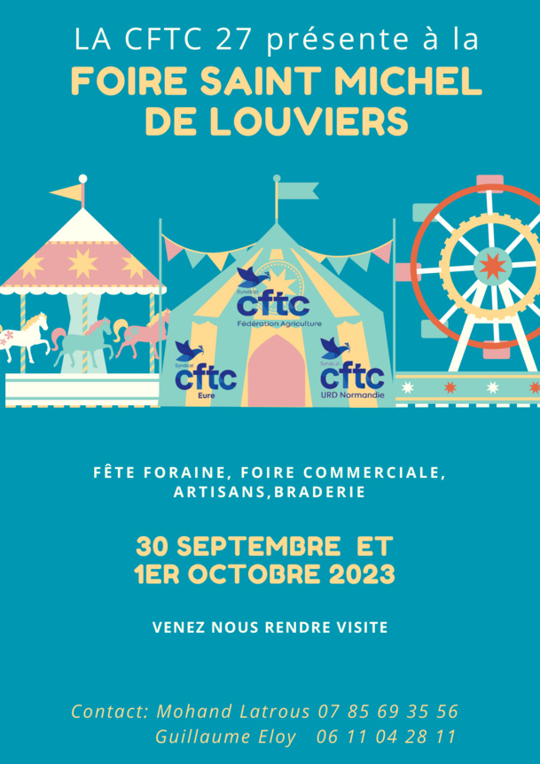 La CFTC 27 à la Foire St Michel de Louviers appel à bénévoles