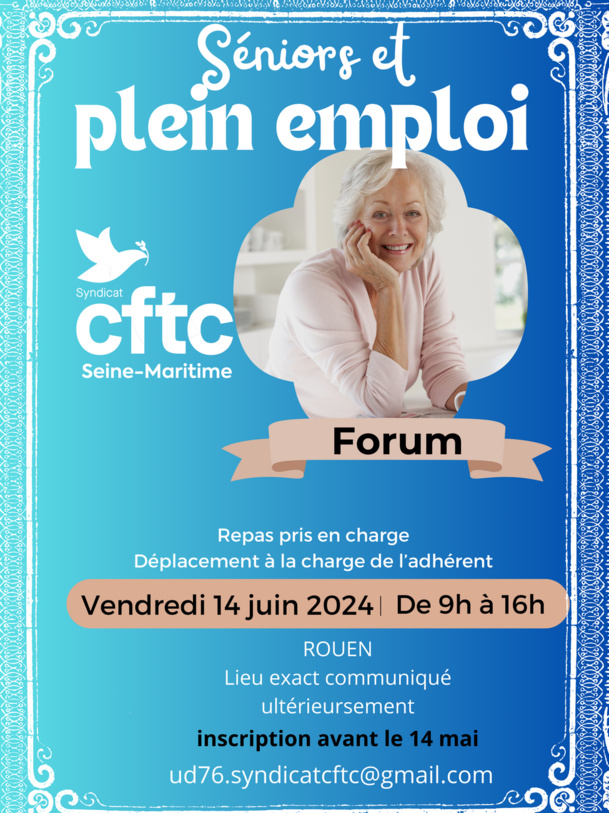 Forum " Séniors et plein emploi" le 14 juin à Rouen