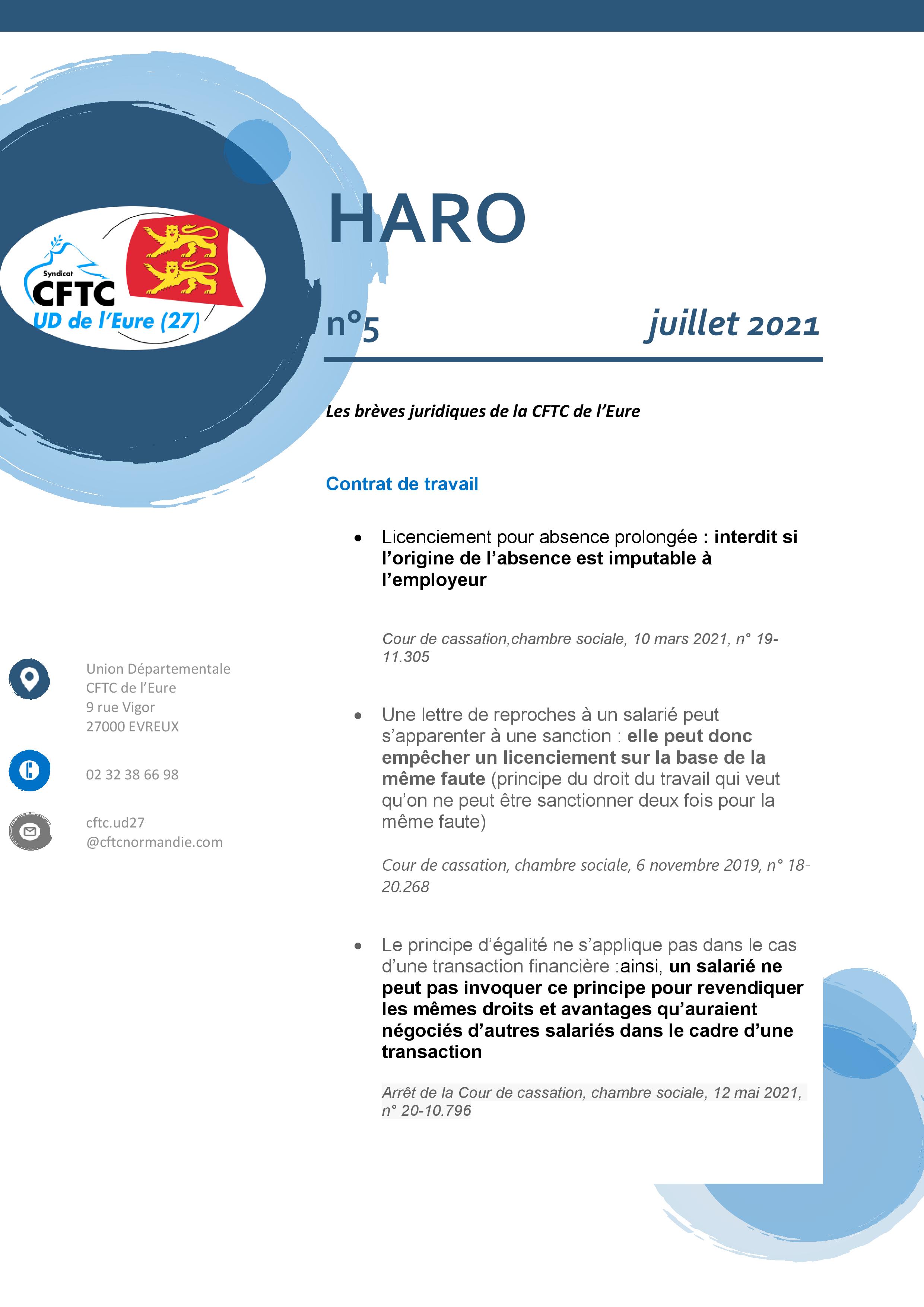 HARO n°5, le bulletin juridique de la CFTC27