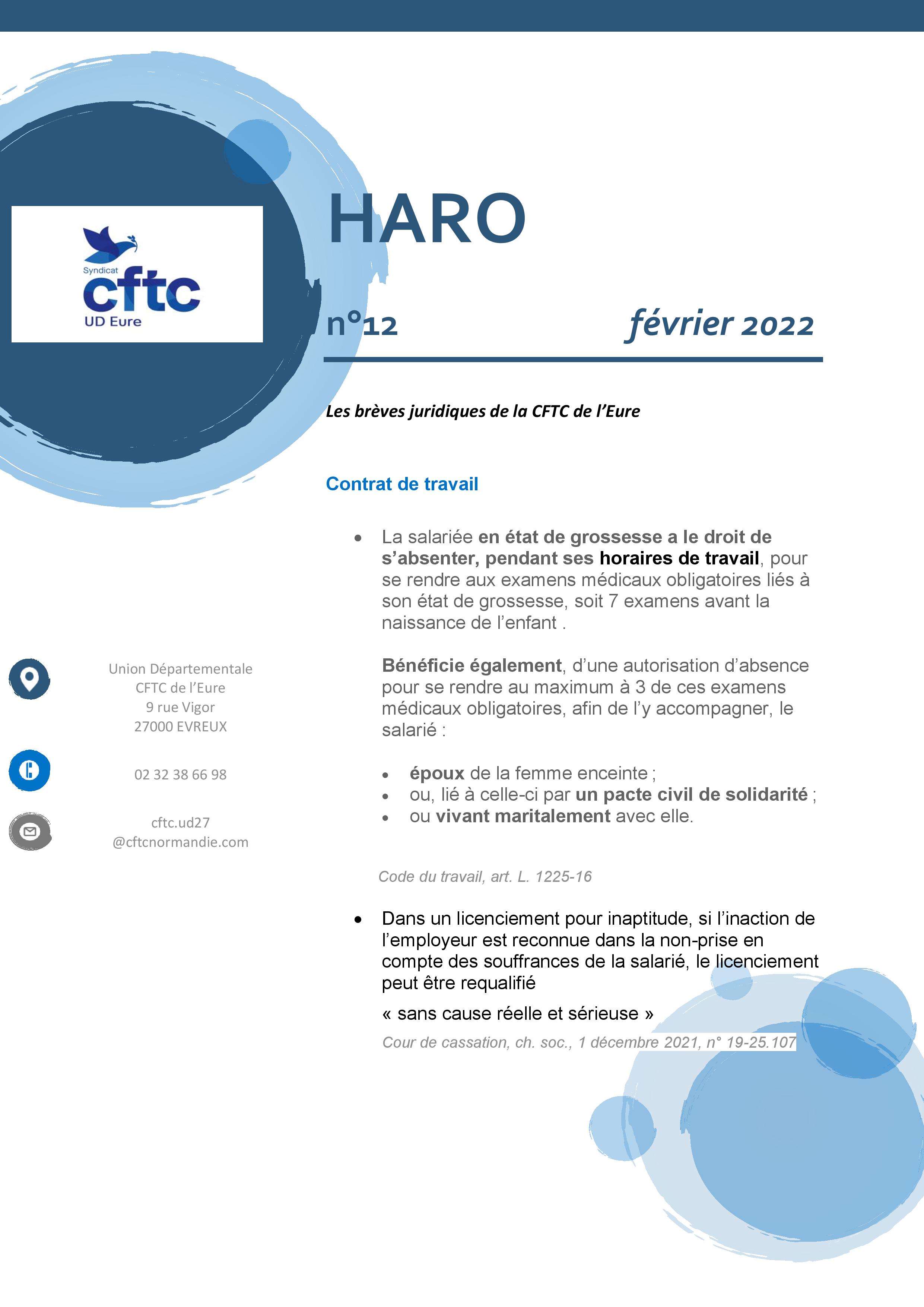 Haro n°12, le bulletin juridique de la CFTC27