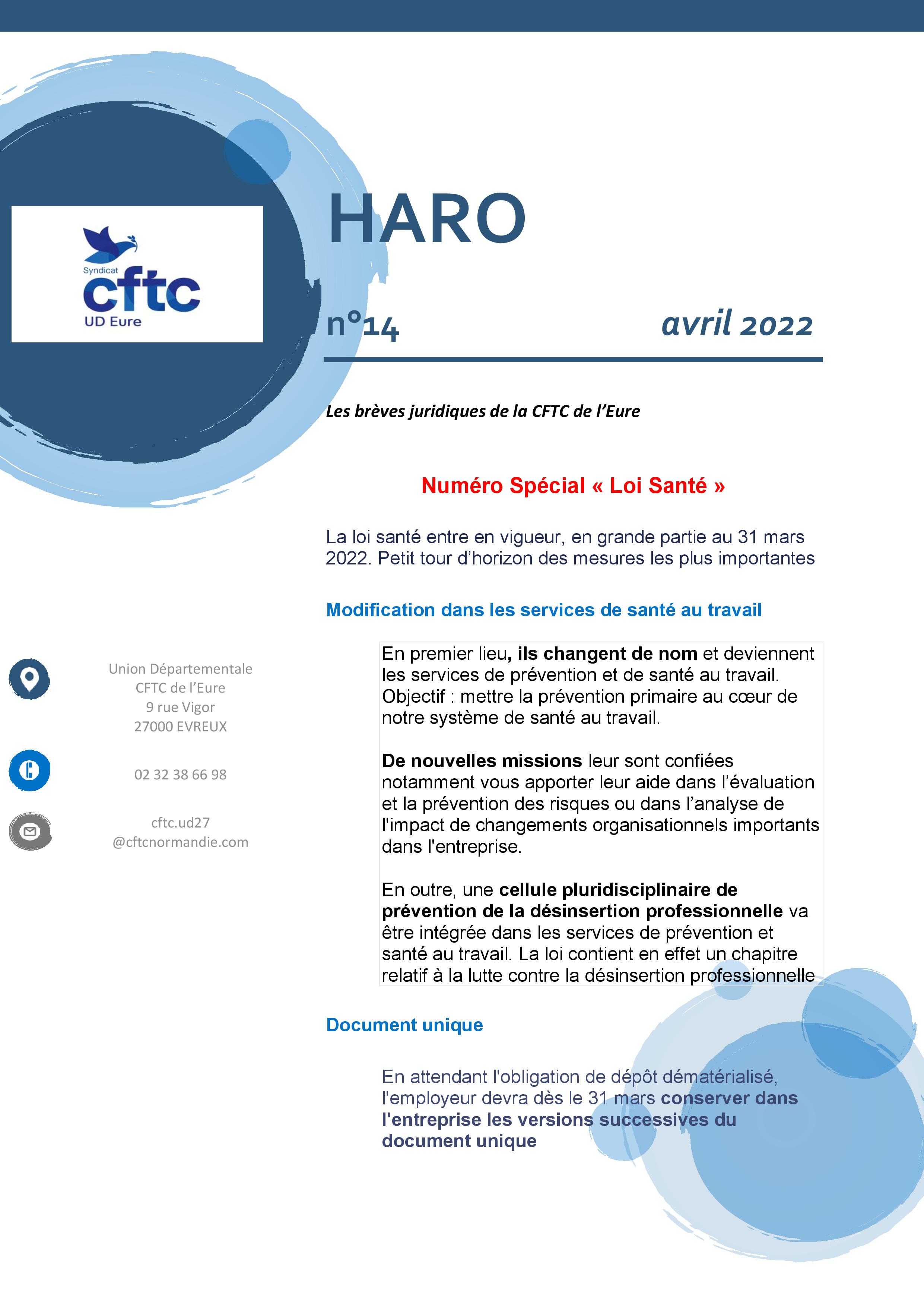 Haro n°14, le bulletin juridique de la CFTC27