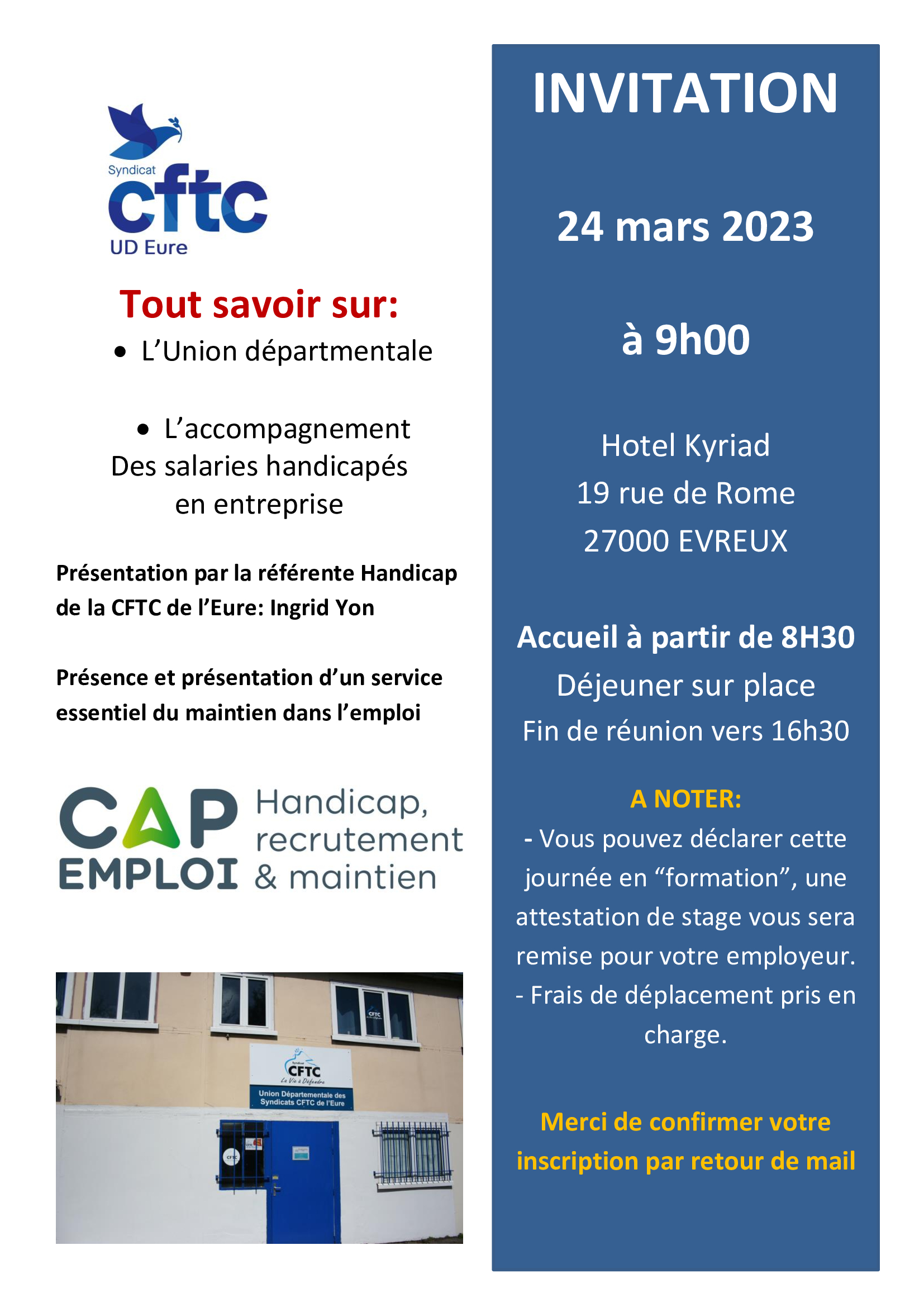 Invitation à notre journée de forum du 24 mars 2023