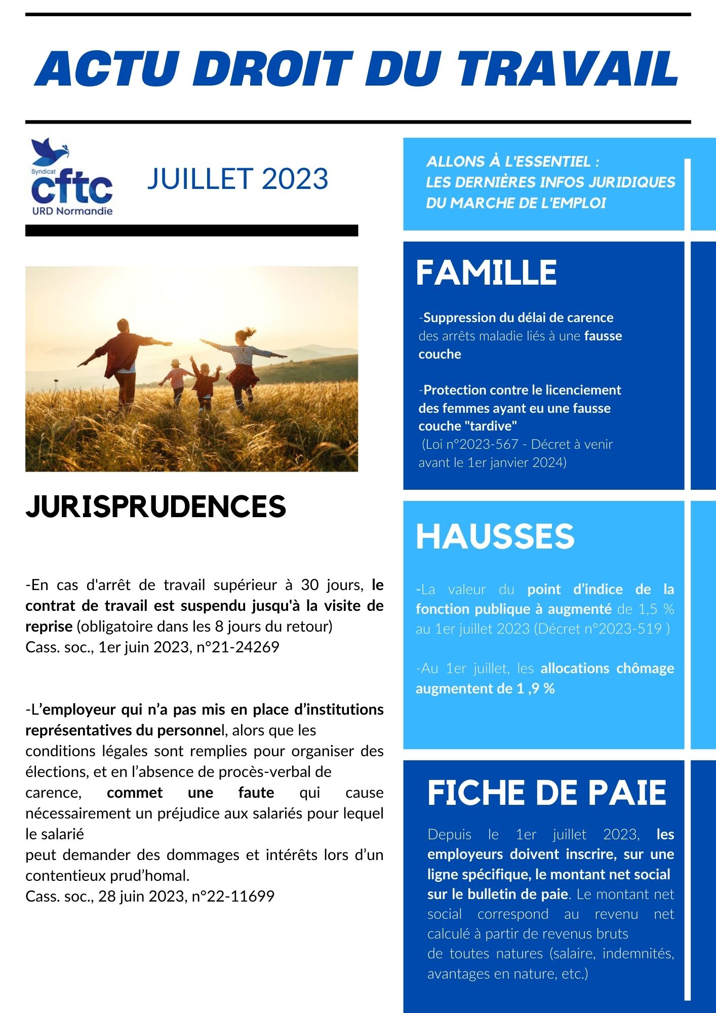 Dernières infos du marché du travail; Juillet 2023