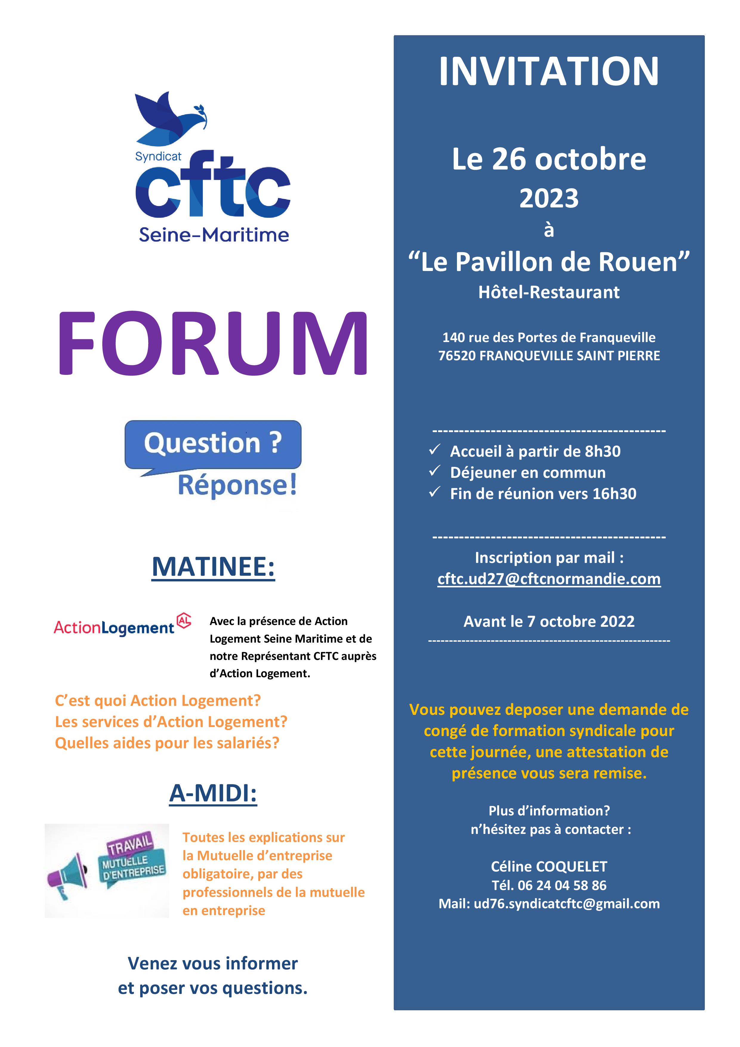 Invitation au forum du 26 octobre