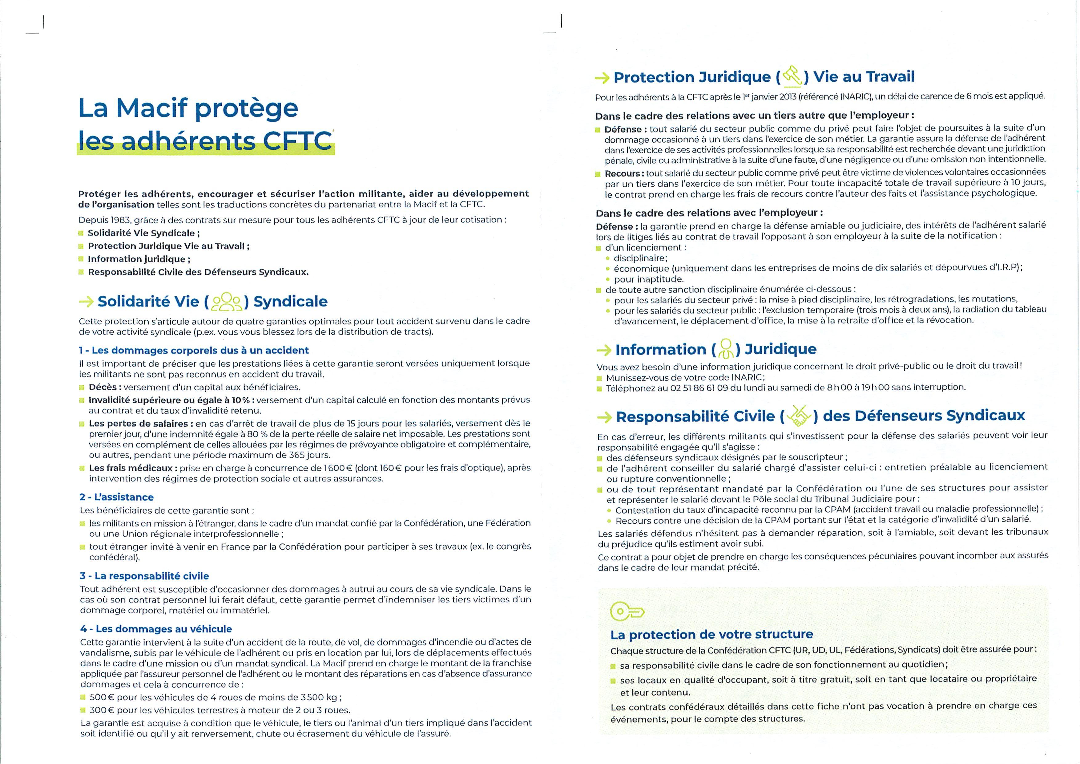 La protection des adhérents CFTC par la MACIF