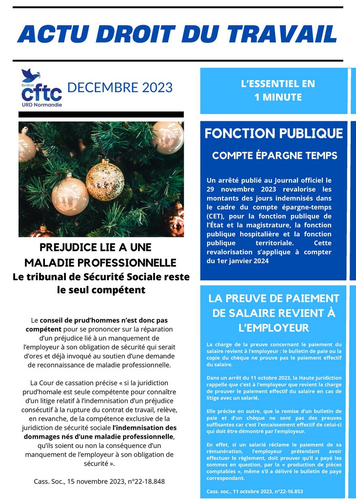 Nouvel article sur cftcnormandie.com : actu juridique de décembre en moins d'une minute